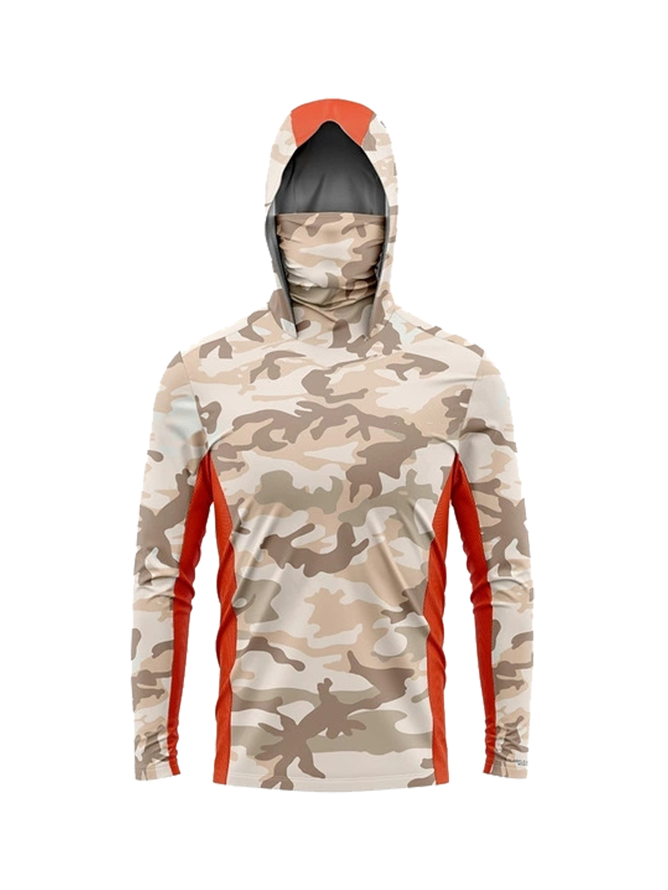 Fishing Shirt Uv Protection - デザートカモフラージュ柄メンズフィッシングフード付きシャツ、内蔵フェイスマスク付き、UPF50+、UVカット、速乾性、長袖、ビーチセーリング、アウトドアスポーツトップス