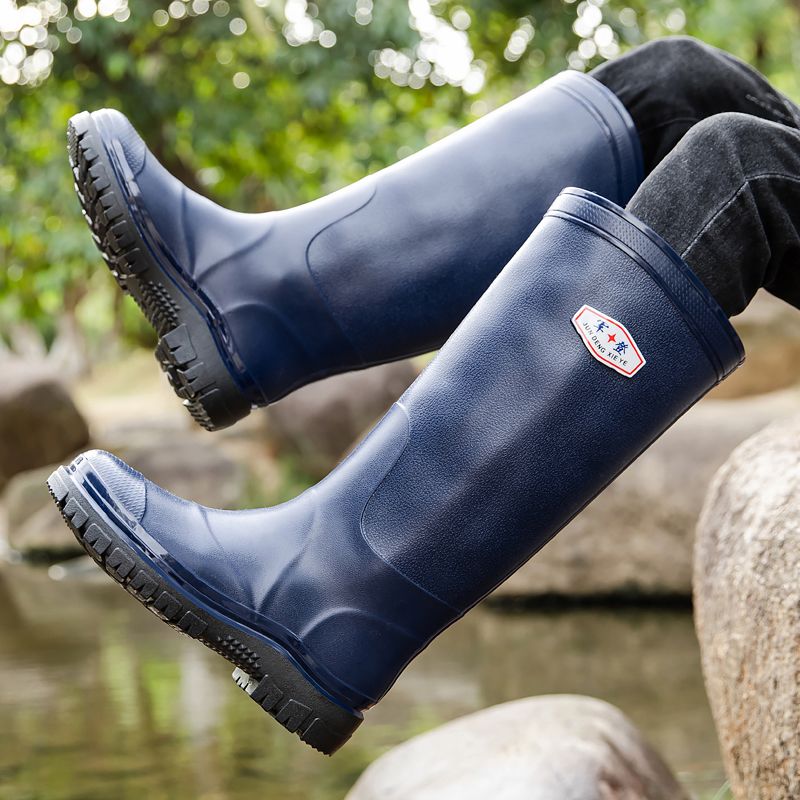 Fishing Boots - 大人男性用超防水ブーツ耐久性のある厚底ハイカットレインシューズハイカット釣り用ロングブーツ