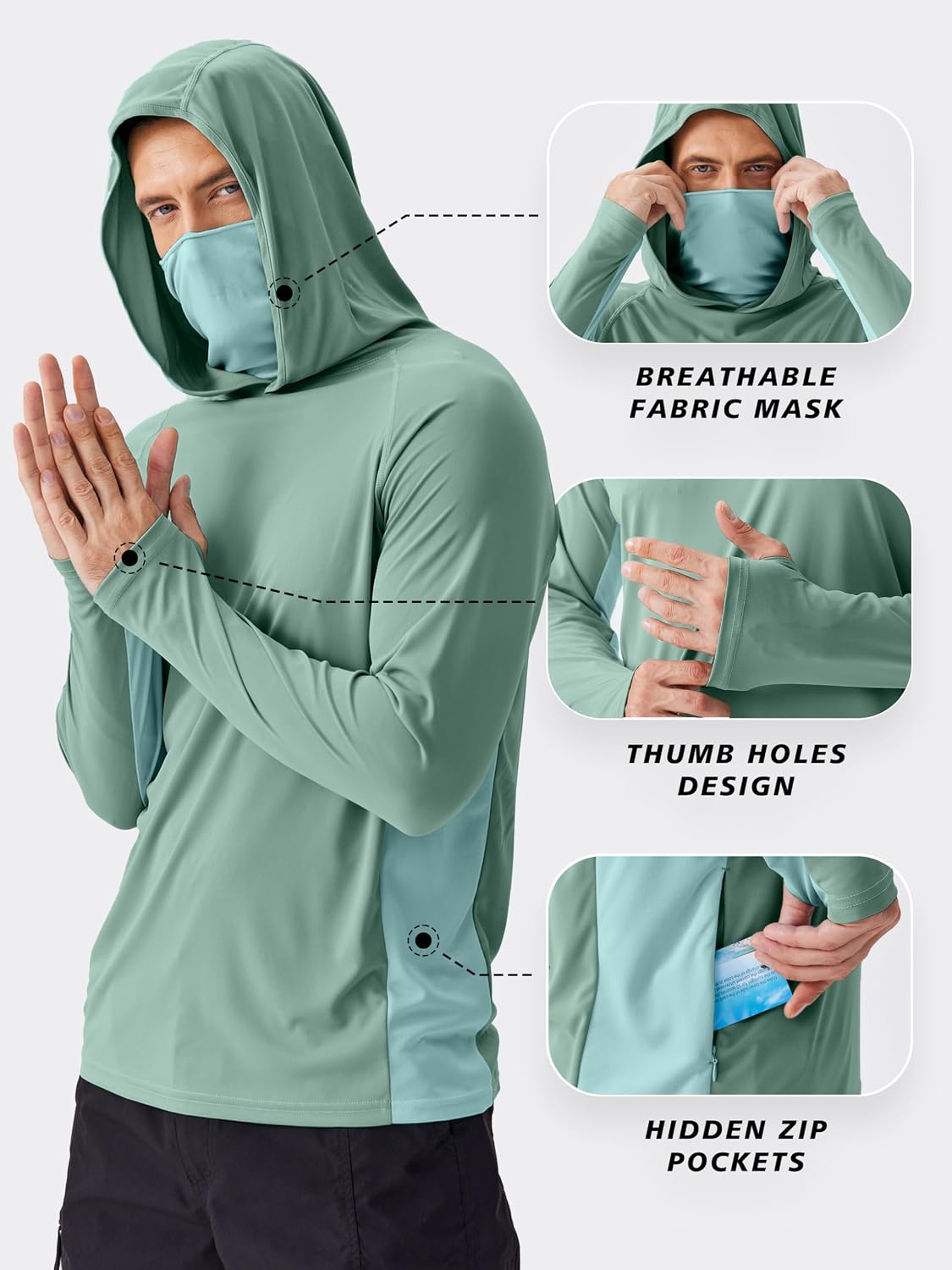 PINSPARK メンズ サンプロテクション フーディー マ - Fishing Mask Sun Protection のレビューと価格