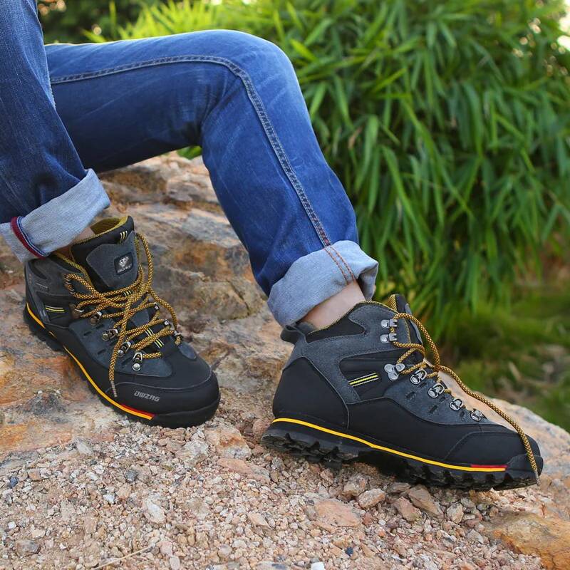 メンズハイキングスニーカー 防水レザー ハイカットブーツ 登 - Fishing Boots のレビューと価格